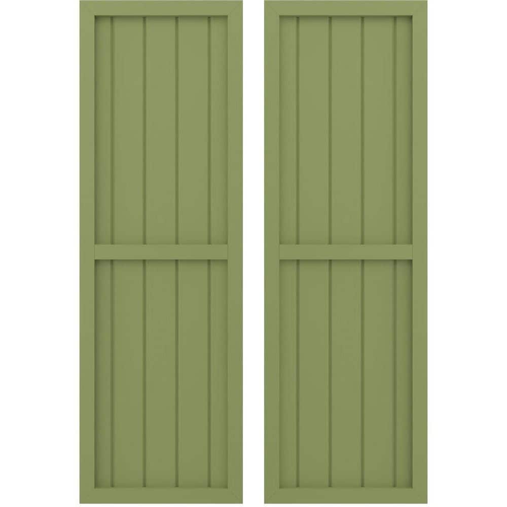 17-1/2 in. W x 82 in. H Americraft 5-Board Exterior Real Wood 2 Equal Panel Framed Board and Batten Shutters Moss Green price history on PriceWatchPro