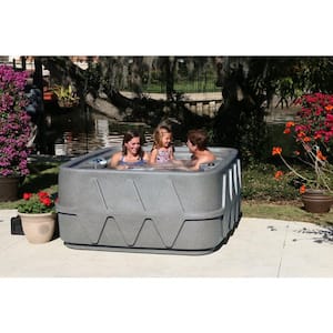 Select 400 4-Person Plug and Play Hot Tub with 20 Stainless Jets and LED Waterfall in Graystone