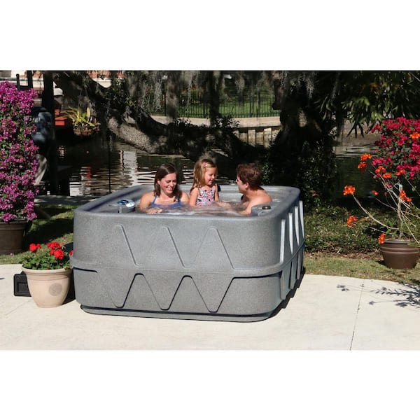 AquaRest Spas Select 400 4-Person Plug and Play Hot Tub with 20 Stainless Jets and LED Waterfall in Graystone