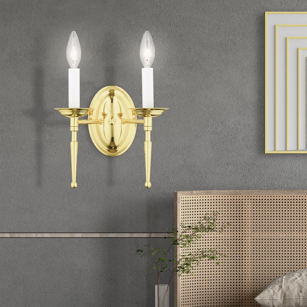 Williamsburgh Polished Brass 2-Light Wall Sconce