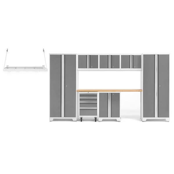 NewAge Products Bold Series 8-Piece 24-Gauge Steel Garage Storage System in Platinum Silver (132 in. W x 77 in. H x 18 in. D)