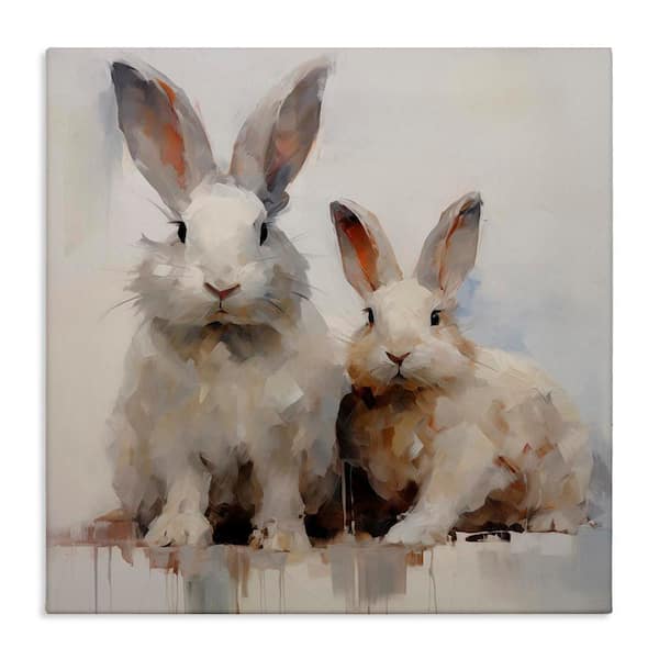 Stupell Industries Fluffy Spring Rabbits by Arlington Prints Unframed Animal Graphic Art Print 24 in. x 24 in.