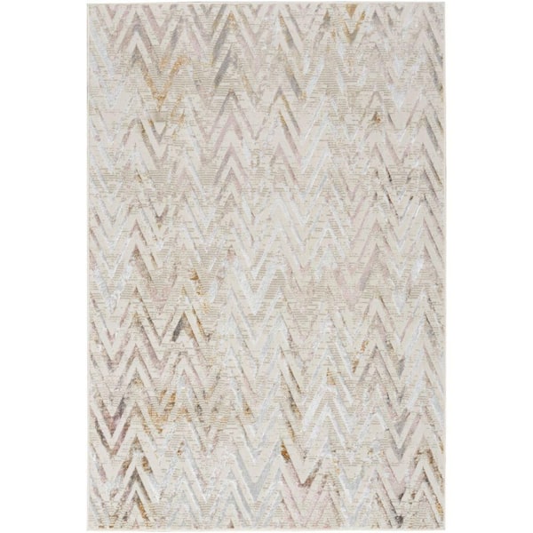 Nourison Glam Multicolor 4 ft. x 6 ft. Chevron Contemporary Shimmer Area Rug