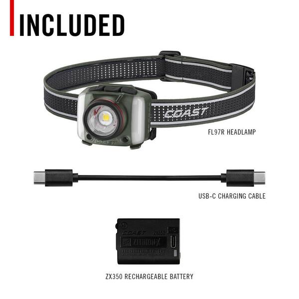 Coast FL97R 1250 Lumens Voice Activated Rechargeable Headlamp
