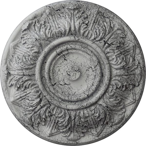 Ekena Millwork 1-3/8 in. x 13 in. x 13 in. Polyurethane Whitman Ceiling Medallion, Ultra Pure White Crackle