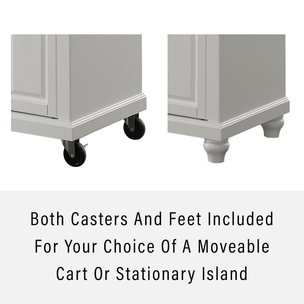 Cambridge White Stainless Steel Top Kitchen Island Cart