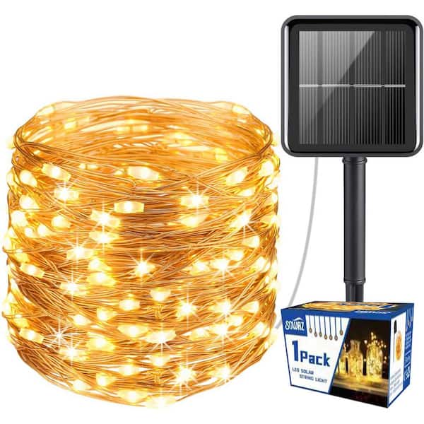 SOWAZ Outdoor 33 ft. Solar Mini Bulb 100 Integrated LED Copper Wire String  Light with Warm Color SSLC267 - The Home Depot