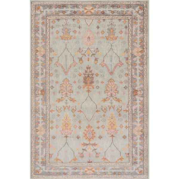 4 ft. x 6 ft. Light Blue Mara Washable Indoor Area Rug