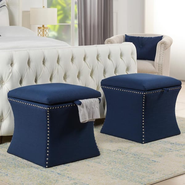 Jennifer Taylor Holly Midnight Blue Storage Ottoman