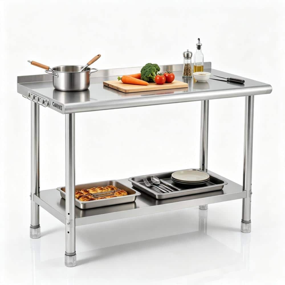 48 in. x 24 in. Stainless Steel Prep Table with 2 in. Backsplash and Adjustable Shelf price history on PriceWatchPro