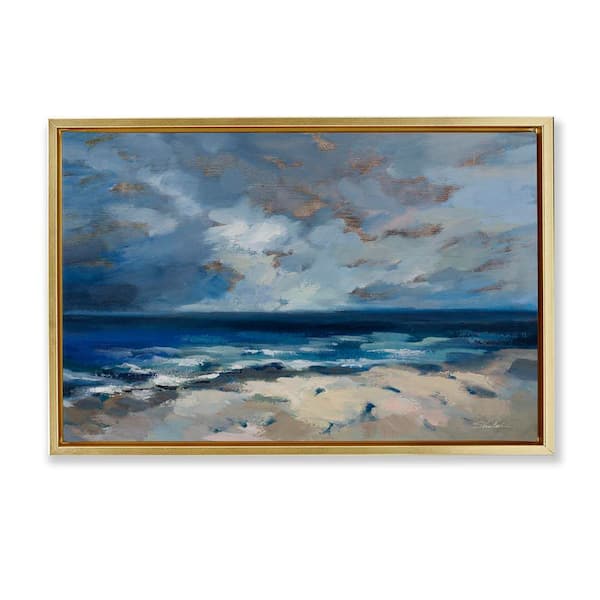 Stupell Industries Beach Before The Storm by Silvia Vassileva Gold Floater Frame Coastal Graphic Art Print 17 in. x 25 in.