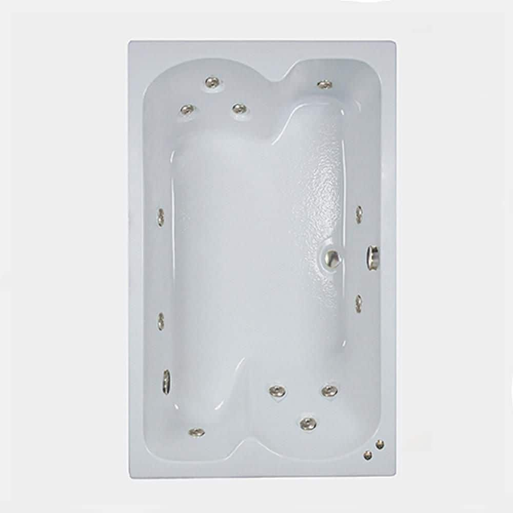 Comfortflo 60 in. Acrylic Rectangular Drop-in Whirlpool Bathtub in Bone ...