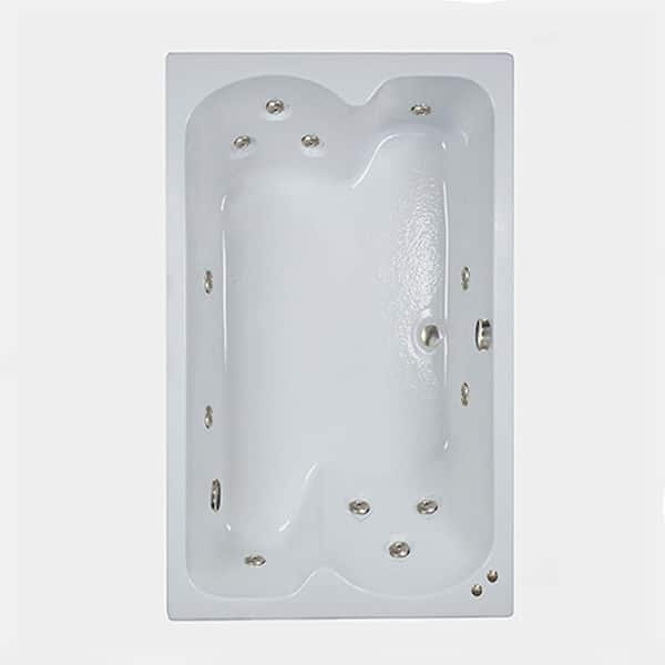 Comfortflo 60 in. Acrylic Rectangular Drop-in Whirlpool Bathtub in Bone