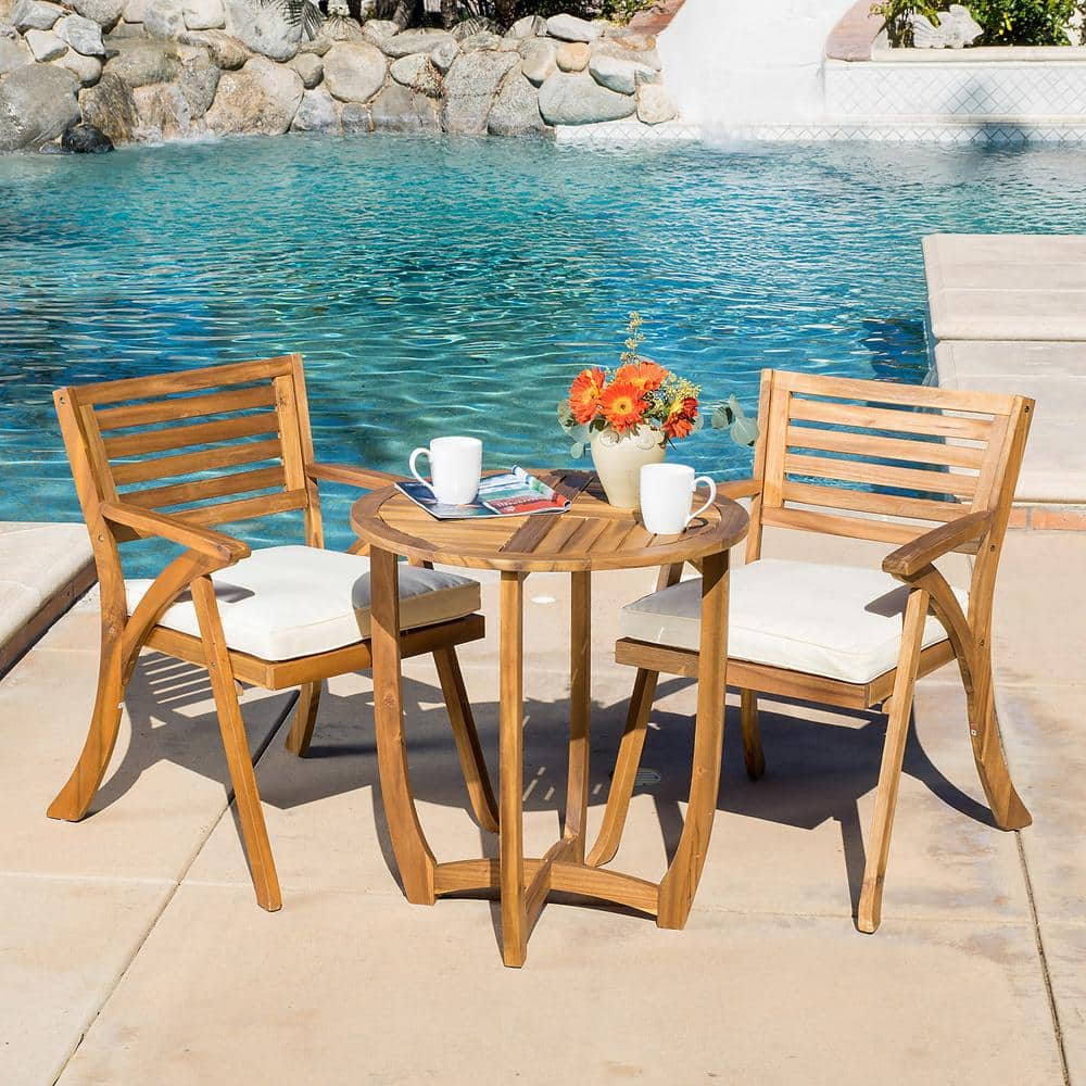 Outdoor Patio 3-Piece Wood Bistro Set, Natural shops Color