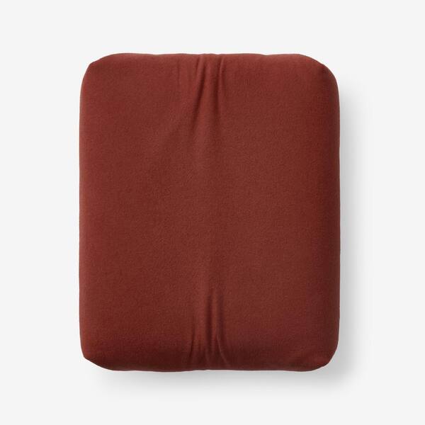 The Company Store Company Cotton Solid Velvet Flannel Rust Cotton Twin XL Fitted Sheet