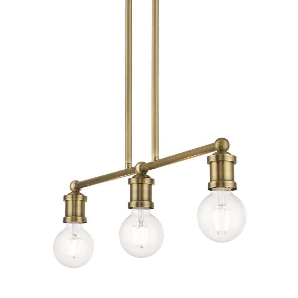Lansdale Antique Brass 3-Light Linear Chandelier