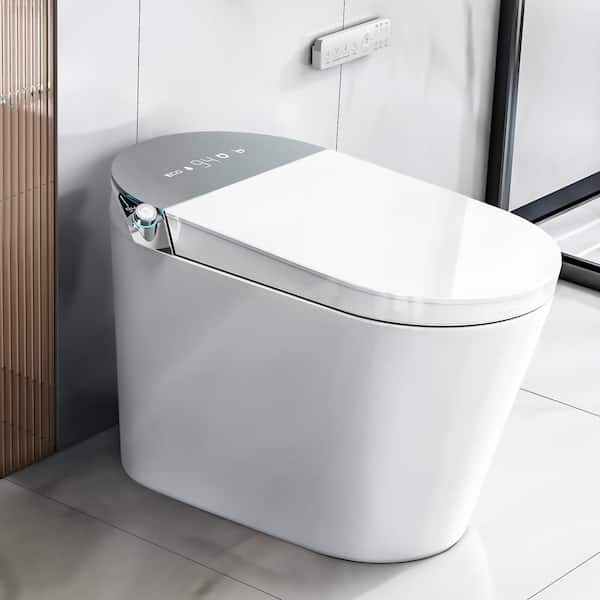 yulika Smart Toilet With Bidet 1.28 GPF Auto Dual Flush U-Shap Bowl Seat Toilet with Remote Control