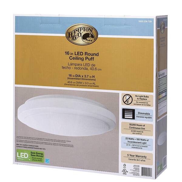 Hampton Bay 16 in. Bright White Round 