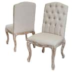 Noble House Nita Beige and Weathered Brown Dining Arm Chair (Set of 2)  105398 - The Home Depot
