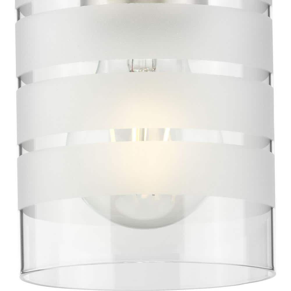 Fairview Brushed Nickel Mini Pendant with Clear and Etched Glass Shade