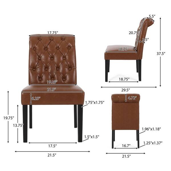 set of 4 brown leather dining chairs