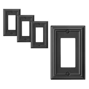 1-Gang Black Decorator/Rocker Metal Wall Plates(4-Pack)