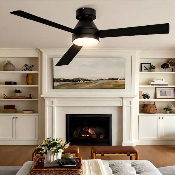 52 in. Indoor/Outdoor Black Ceiling Fan with Light and Remote, Dimmable LED, 3-Color, 6 Speeds DC Reversible, Noiseless