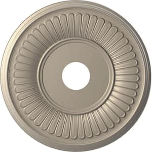 19 in. O.D. x 3-1/2 in. I.D. x 1 in. P Berkshire Thermoformed PVC Ceiling Medallion in Metallic Silver Metallic