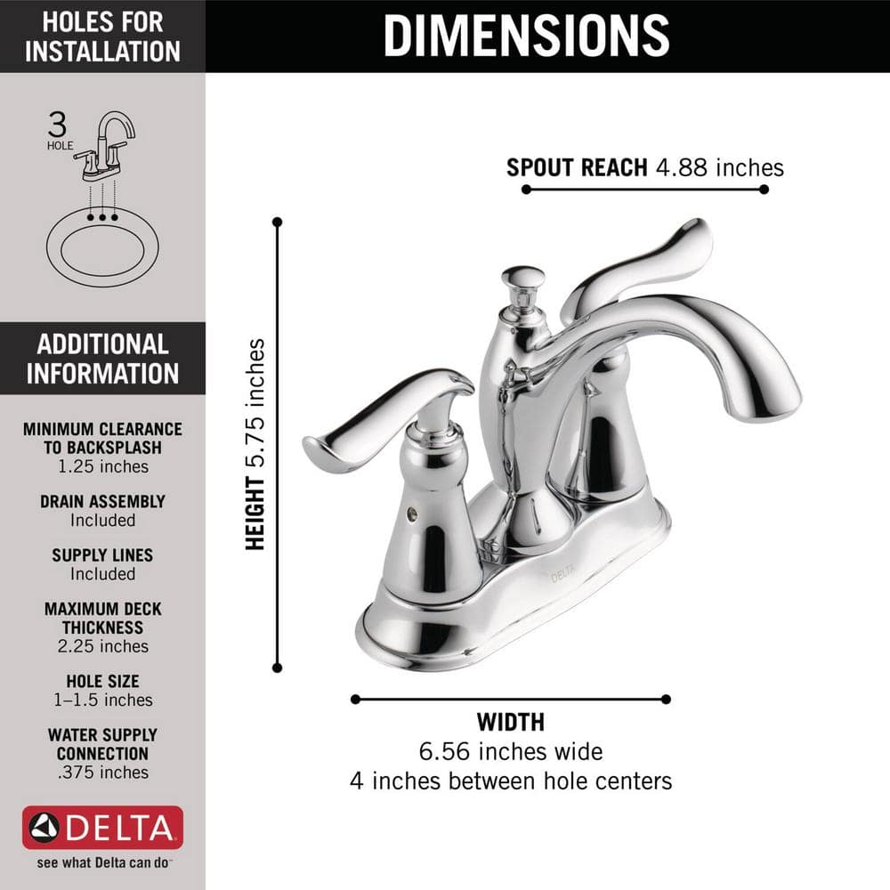 Chrome 2-Handle Centerset Bathroom Faucet with Drain Assembly