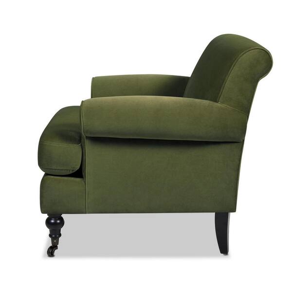 Alana 38 in. Rolled Arm Lawson French Country Performance Velvet Large Living Room Accent Arm Chair with Metal Casters