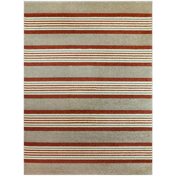 StyleWell Leander Tan 5 ft. x 7 ft. Striped Area Rug