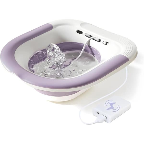 Unisex Electric Sitz Bath for Postpartum Care Foldable Collapsible Soak Tub Wide Seat 15.4" L x 13.8" W x 4.9" H Purple