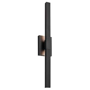 Nocar 30 in. 1-Light Textured Black Modern Outdoor Hardwired Wall Lantern Sconce with Integrated LED (1-Pack)
