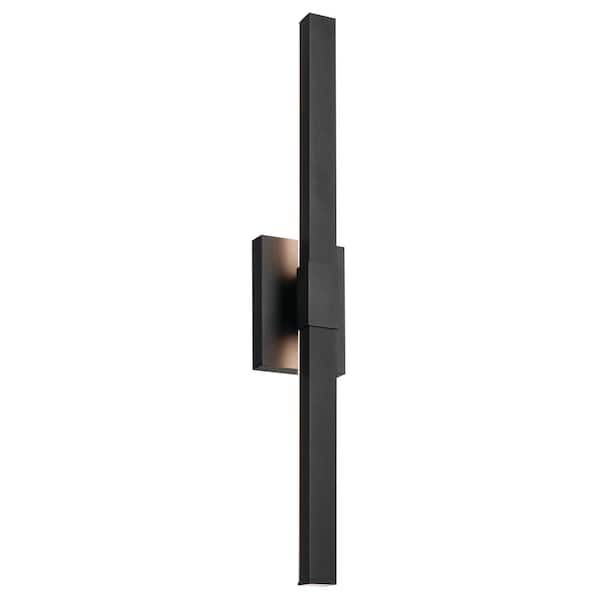 KICHLER Nocar 30 in. 1-Light Textured Black Modern Outdoor Hardwired Wall Lantern Sconce with Integrated LED (1-Pack)