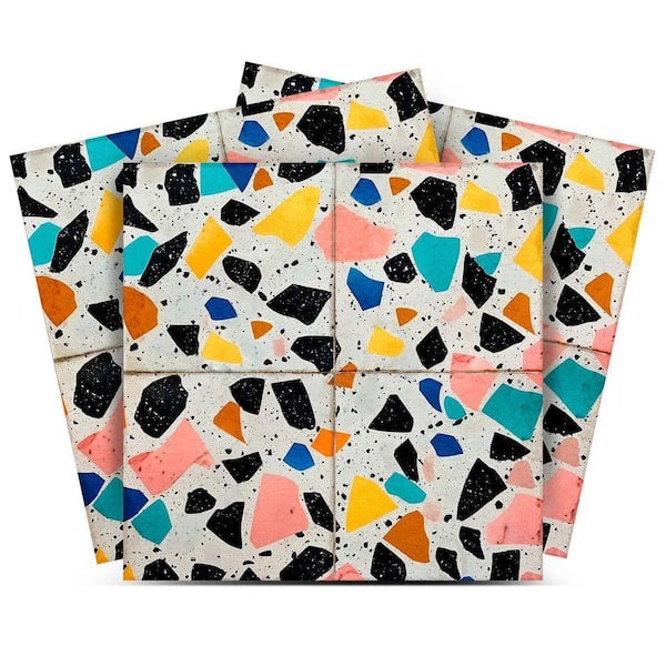 Multicolor T10 5 in. x 5 in. Vinyl Peel and Stick Tile (24 Tiles, 4.17 sq. ft. /pack)