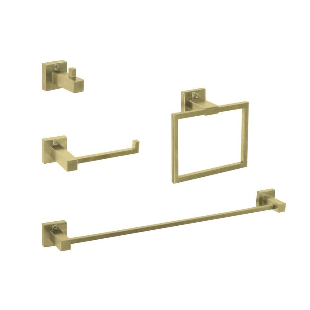 Timeless Home 4-Piece Bath Hardware Set with Mounting Hardware in Brushed G