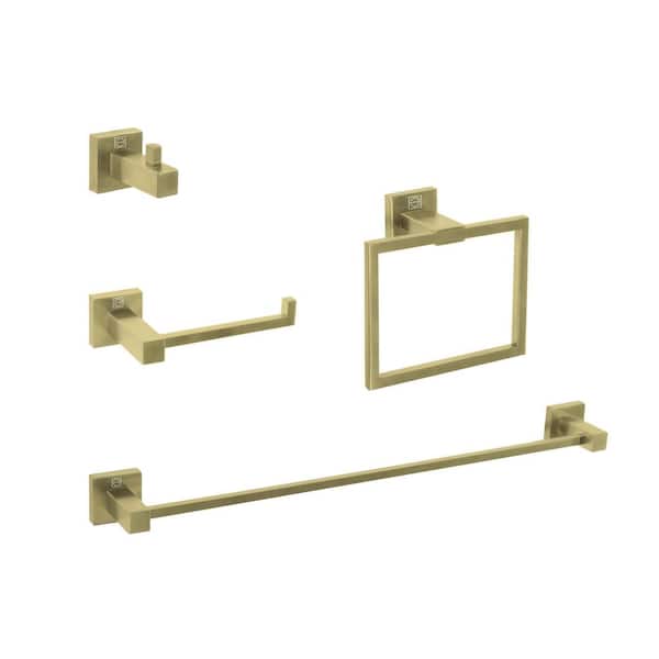 Unbranded Timeless Home 4-Piece Bath Hardware Set with Mounting Hardware in Brushed Gold