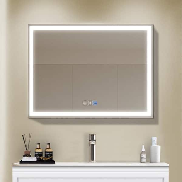 Satico 48 in. W x 36 in. H Large Rectangular Frameless LED Wall-Mounted ...