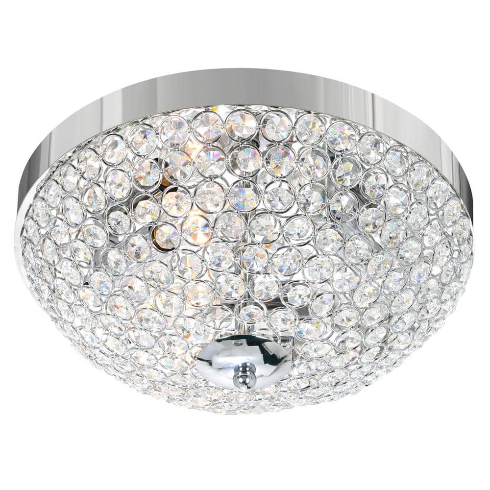 Elegant Crystal Globe LED Flush Mount in Chrome Finish