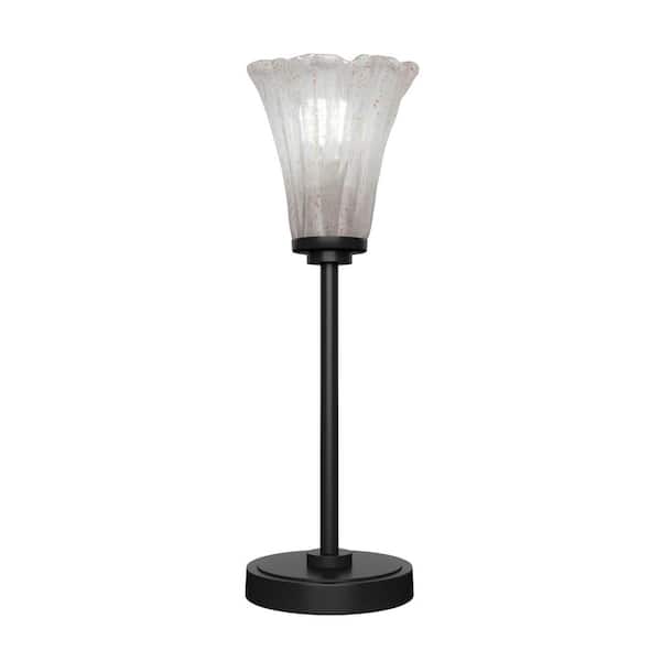Unbranded Quincy 18.75 in. Matte Black Accent Lamp with Italian Ice Glass Shade