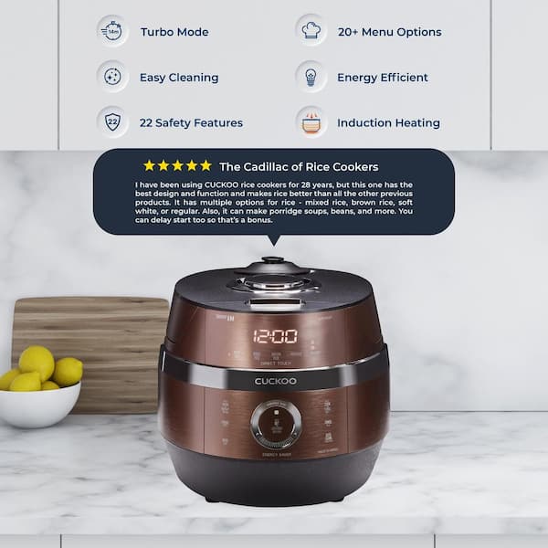 Cuckoo 12 Cup Cooked Induction Heating Pressure Rice Cooker with Nonstick Inner Pot Auto Clean Brown CRP JHR0609F The Home Depot