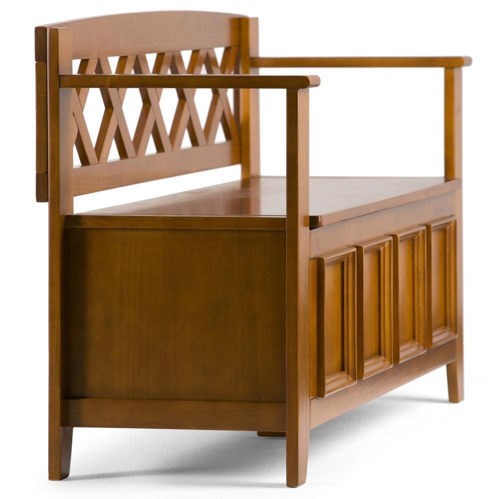 Avalon Pine 48" Wide Entryway Storage Bench with Backrest