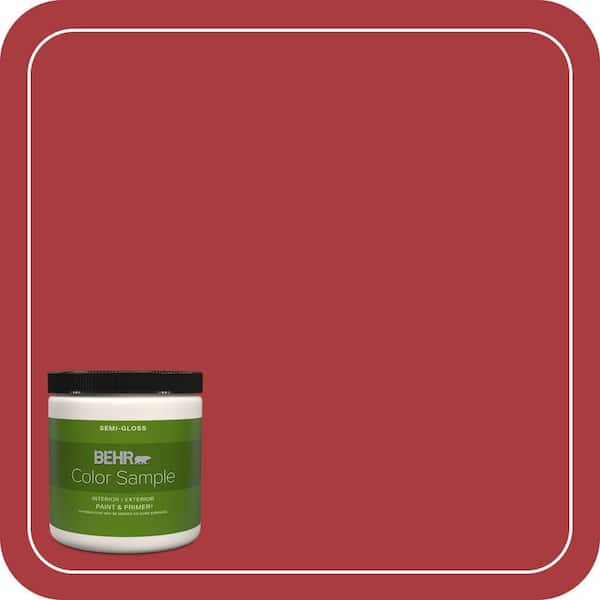 BEHR PREMIUM PLUS 8 oz. #S-G-160 California Poppy Semi-Gloss Interior/Exterior Paint & Primer Color Sample