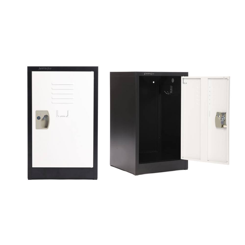 24" Black and White Steel Freestanding Office Lockers, Set of 2
