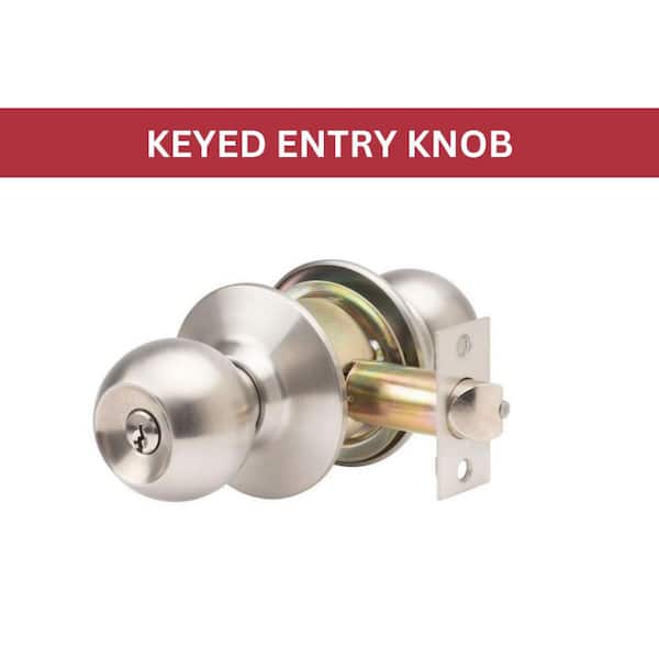 Global Door Controls GLC Series Brushed Chrome Grade 3 Commercial/Residential Entry Door Knob with Lock