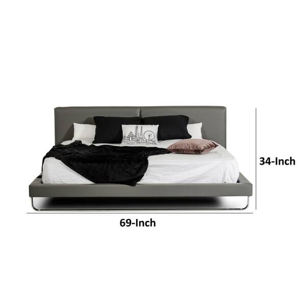 Benjara Zio Gray Wood Frame Queen Size Platform Bed with