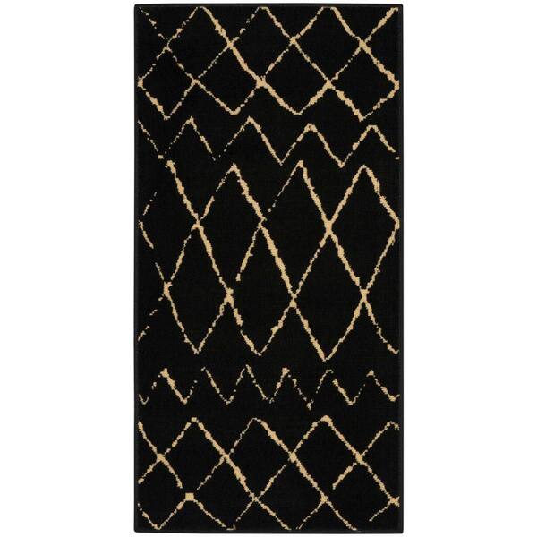 Grafix 2 ft. x 4 ft. Black Bohemian Indoor Kitchen Area Rug