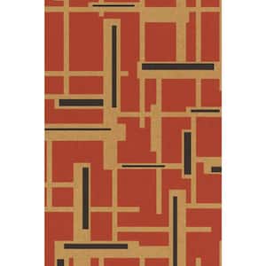 Geometric Intersect Wallpaper Coral Red Paper Strippable Roll (Covers 57 sq. ft.)