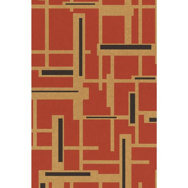 Walls Republic Geometric Intersect Wallpaper Coral Red Paper Strippable Roll (Covers 57 sq. ft.)