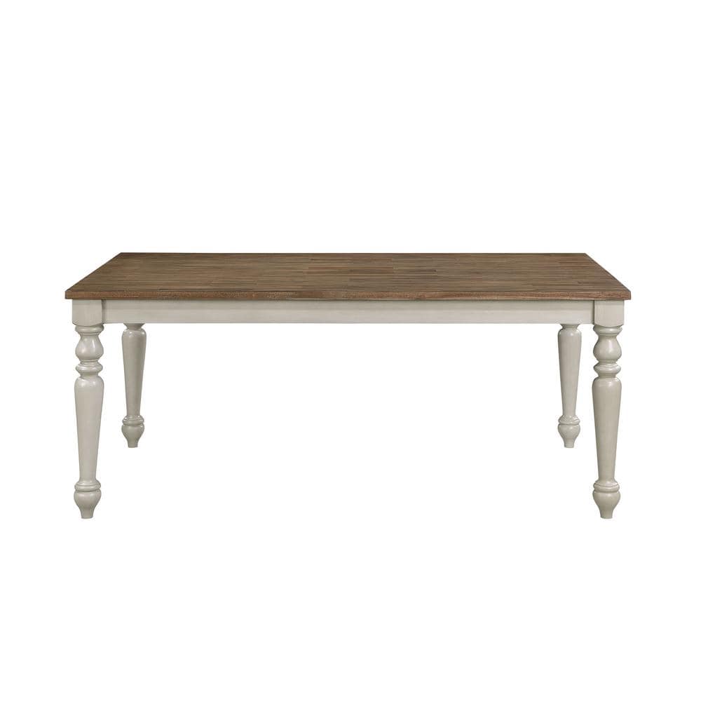 Jennifer White and Brown Reclaimed Wood Dining Table